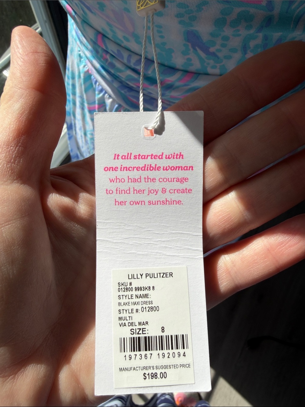 Lilly Pulitzer Blake Via adel Mar Maxi Dress with Pink Accents size 8 - Picture 7 of 9